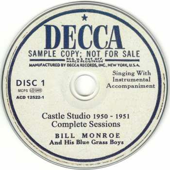 5CD Bill Monroe & His Blue Grass Boys: Castle Studio 1950 - 1951 (Complete Sessions)