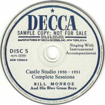 5CD Bill Monroe & His Blue Grass Boys: Castle Studio 1950 - 1951 (Complete Sessions)