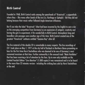 2CD Birth Control: Two Eggs - Two Concerts DIGI