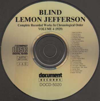 CD Blind Lemon Jefferson: Complete Recorded Works In Chronological Order: Volume 4 (1929)