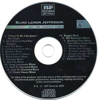 4CD/Caja Blind Lemon Jefferson: The Complete 94 Classic Sides Remastered