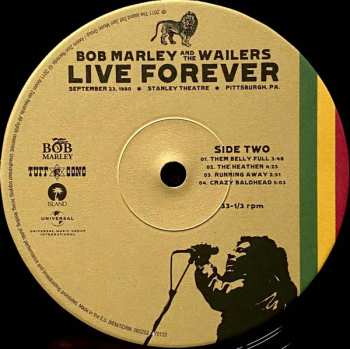3LP/2CD/Caja Bob Marley & The Wailers: Live Forever: The Stanley Theatre, Pittsburgh, PA, September 23, 1980 LTD