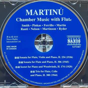 CD Bohuslav Martinů: Chamber Music With Flute