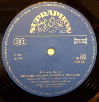 LP Bohuslav Martinů: Fantasia Concertante Pro Klavír A Orchestr / Koncert Pro Dva Klavíry A Orchestr