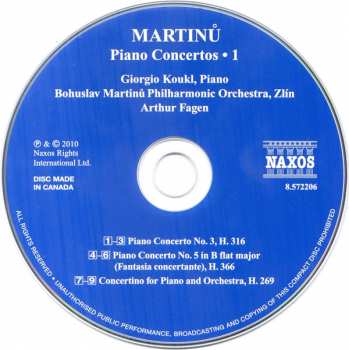 CD Bohuslav Martinů: Piano Concertos Nos. 3 And 5 / Concertino