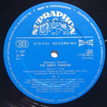 2LP/Caja Bohuslav Martinů: The Greek Passion (Opera In 4 Acts)