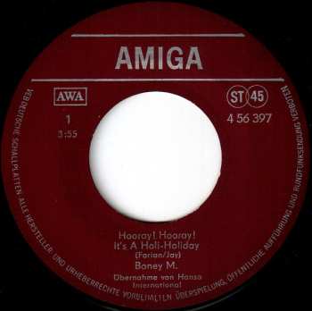 SP Boney M.: Hooray! Hooray! It's A Holi-Holiday / Ribbons Of Blue