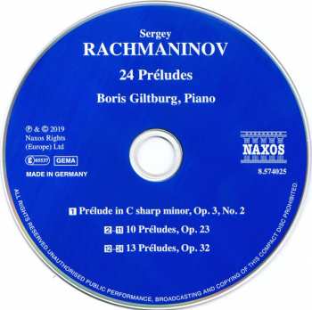CD Sergei Vasilyevich Rachmaninoff: 24 Préludes