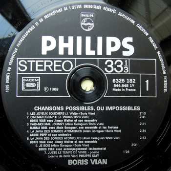 LP Boris Vian: Chansons Possibles, Ou Impossibles