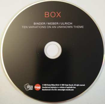 CD Christian Weber: Ten Variations On An Unknown Theme