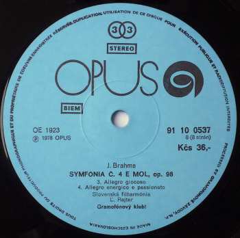 4LP/Caja Johannes Brahms: Symfónie · Sinfonien I-IV