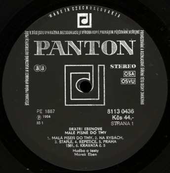 LP Bratři Ebenové: Malé Písně Do Tmy