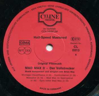 LP Brian May: Mad Max II Der Vollstrecker (Original Filmmusik)