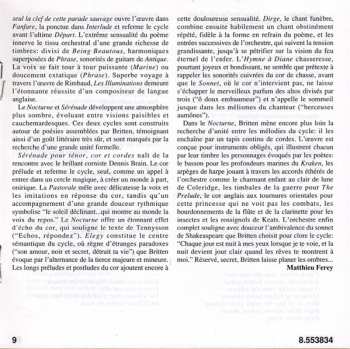CD Benjamin Britten: Serenade • Les Illuminations • Nocturne