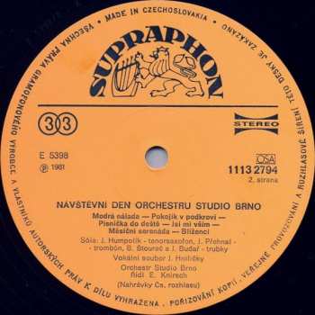 LP Brno Radio Pops Orchestra: Návštěvní Den Orchestru Studio Brno