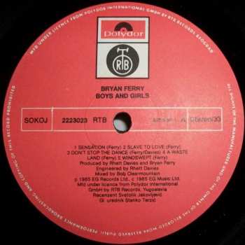 LP Bryan Ferry: Boys And Girls