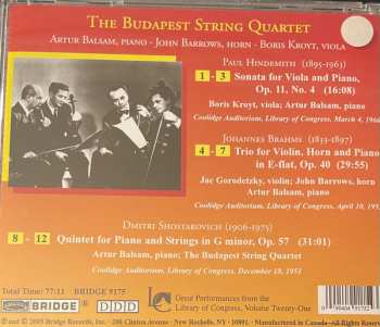 CD Johannes Brahms: Sonata For Viola Op.11 N°4 / Horn Trio Op.40 / Piano Quintet Op.57