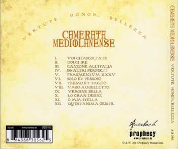 CD Camerata Mediolanense: Vertute, Honor, Bellezza