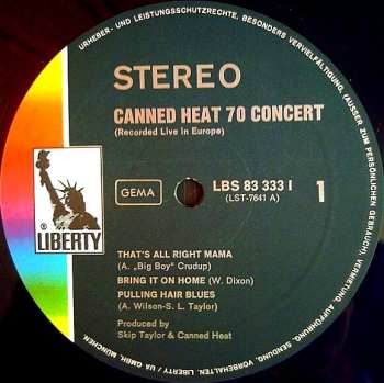 LP Canned Heat: '70 Concert: Recorded Live In Europe