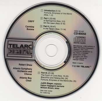 CD Atlanta Symphony Orchestra: Carmina Burana