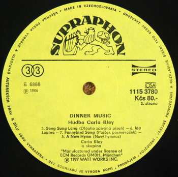 LP Carla Bley: Dinner Music