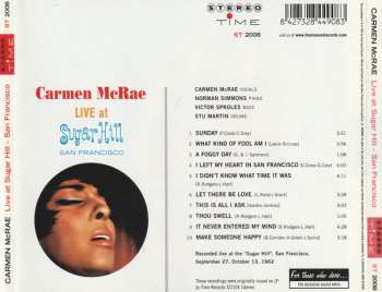CD Carmen McRae: Live At Sugar Hill San Francisco
