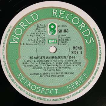 LP Carroll Gibbons & His Boy Friends: "On The Air" For Hartleys Jam (1934-1935)