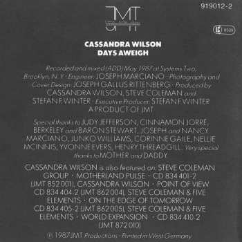 CD Cassandra Wilson: Days Aweigh