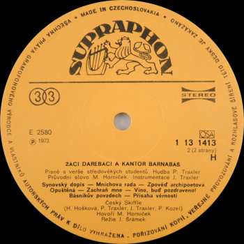 LP Miroslav Horníček: Žáci Darebáci A Kantor Barnabáš, "Písně Žáků Darebáků"