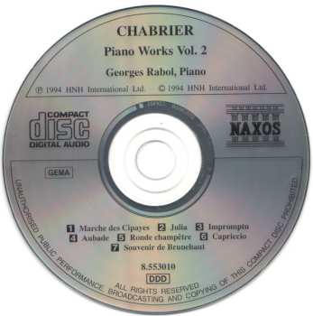 CD Emmanuel Chabrier: Piano Works Vol. 2