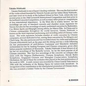 CD Takako Nishizaki: The Butterfly Lovers / Parting Of The Newly Wedded / Love In Spring / Street Musician