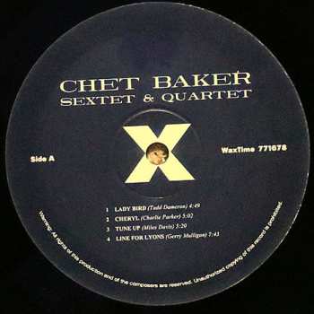 LP Chet Baker: Sextet & Quartet