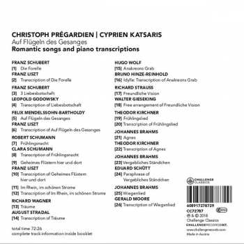 CD Christoph Prégardien: Auf Flügeln Des Gesanges: Romantic Songs And Piano Transcriptions