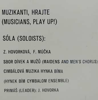 LP Cimbálová Muzika Hynka Bíma: Moravský Folklór = Moravian Folk Songs