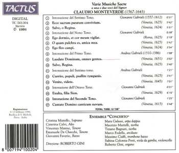 CD Claudio Monteverdi: Varie Musiche Sacre