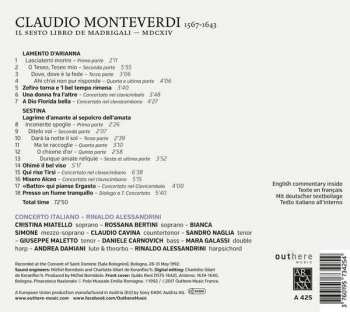 CD Claudio Monteverdi: Il Sesto Libro De Madrigali MDCXIV