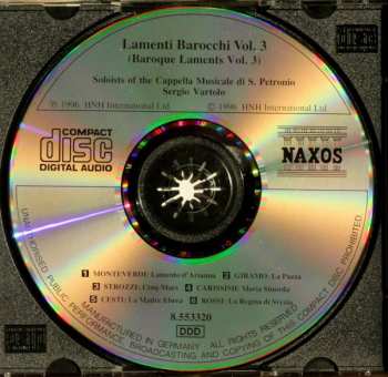CD Claudio Monteverdi: Lamenti Barocchi Vol. 3 (Baroque Laments Vol. 3)