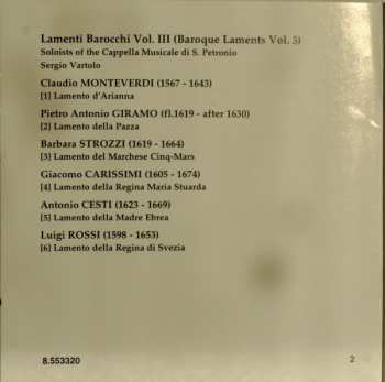 CD Claudio Monteverdi: Lamenti Barocchi Vol. 3 (Baroque Laments Vol. 3)