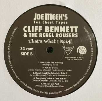 EP Cliff Bennett & The Rebel Rousers: Joe Meek’s Tea Chest Tapes: That's What I Said! LTD