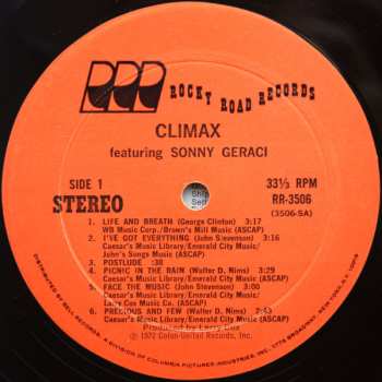LP Climax: Climax Featuring Sonny Geraci CLR