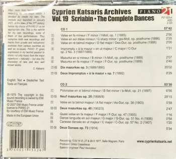 2CD Cyprien Katsaris: Vol. 19: Scriabin: The Complete Dances