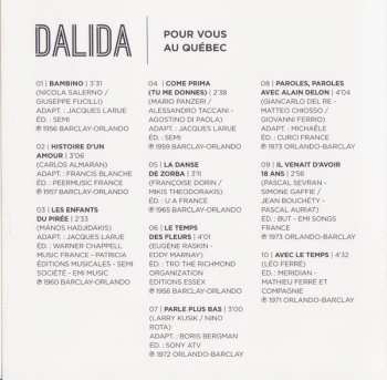 CD Dalida: Pour Vous Au Québec