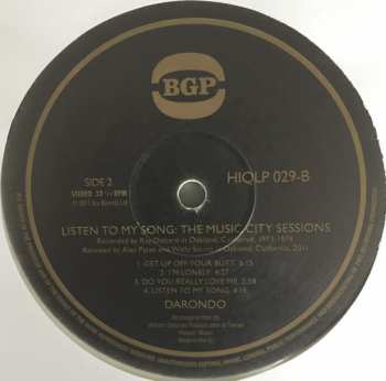 LP Darondo: Listen To My Song: The Music City Sessions LTD | CLR