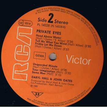 LP Daryl Hall & John Oates: Private Eyes