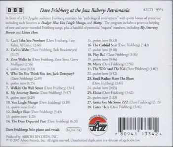 CD Dave Frishberg: Dave Frishberg At The Jazz Bakery: Retromania