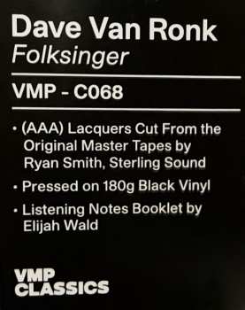 LP Dave Van Ronk: Folksinger LTD