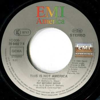 SP David Bowie: This Is Not America (Theme From The Original Motion Picture, The Falcon And The Snowman)