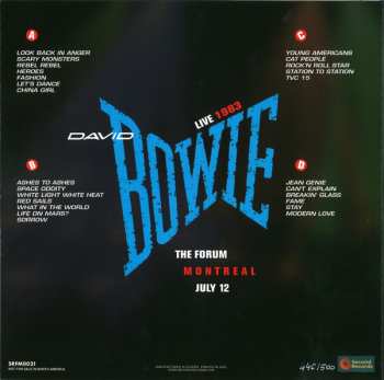 2LP David Bowie: Live At The Forum In Montreal July 12, 1983 CLR | LTD | NUM