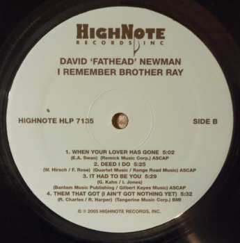 LP David "Fathead" Newman: I Remember Brother Ray