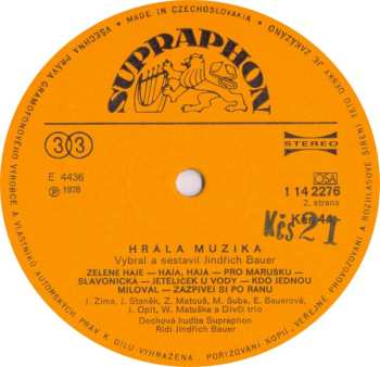 LP Dechová Hudba Supraphon: Hrála Muzika